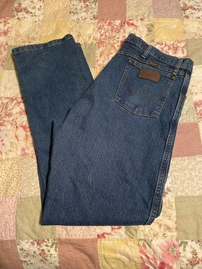 Wrangler Advanced Comfort Men's Dark Blue Straight Jeans Size 38x34